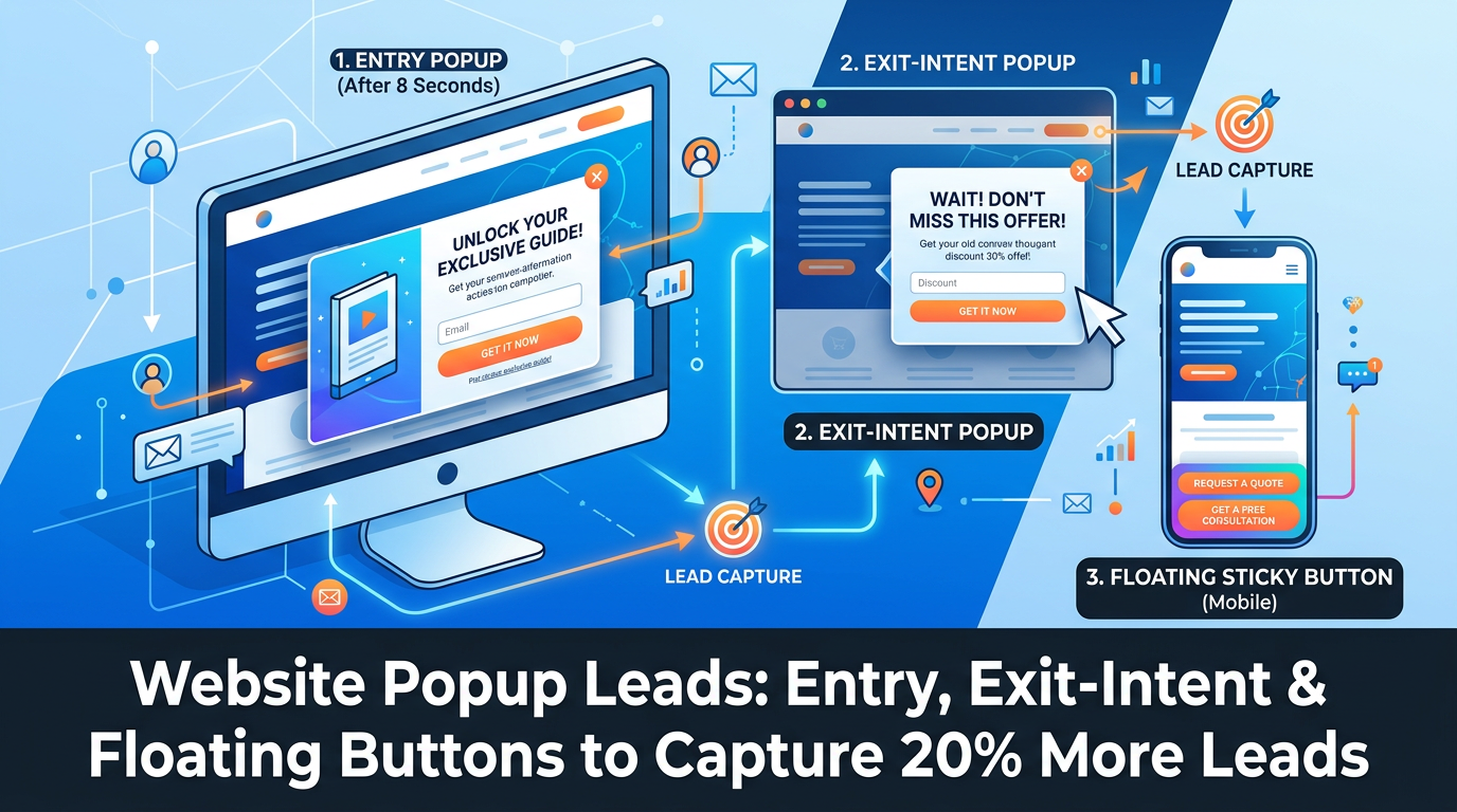 Website Popup Leads: Entry, Exit-Intent & Floating Buttons to Capture 20% More Leads in India (2026 Guide)