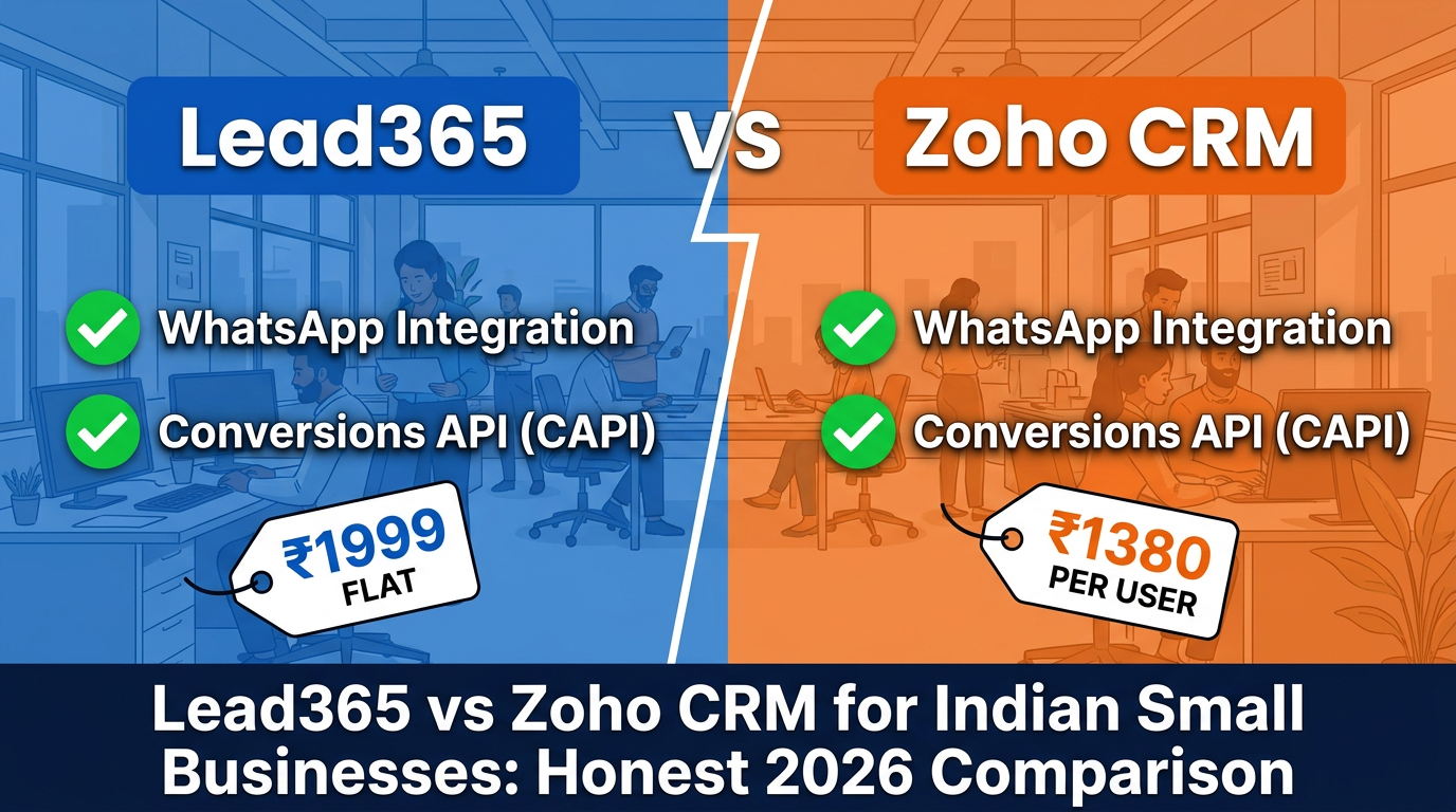 Lead365 vs Zoho CRM for Indian Small Businesses: Honest Pricing, Features & WhatsApp Comparison (2026)