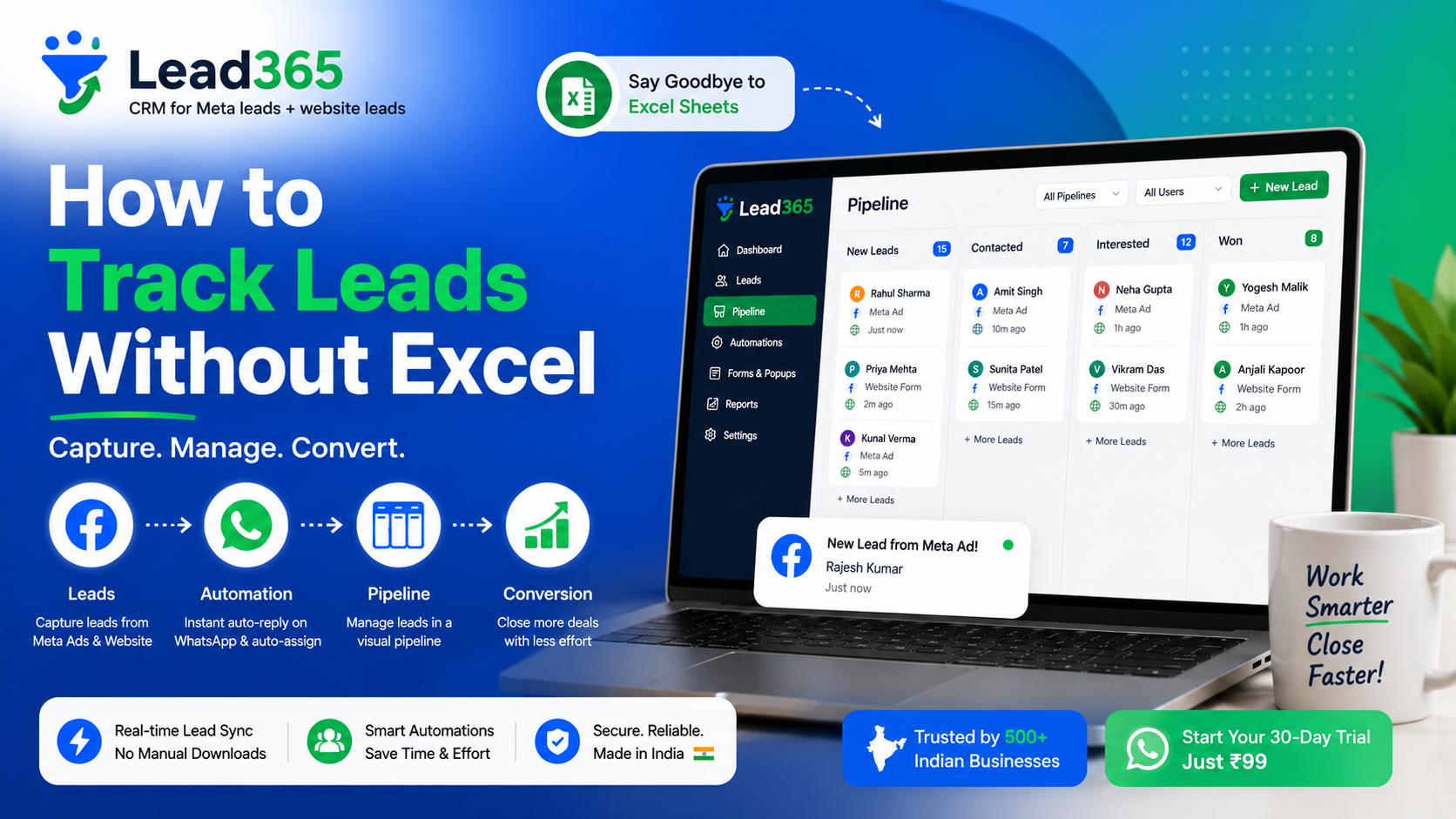 How to Track Leads Without Excel | Lead365 CRM India